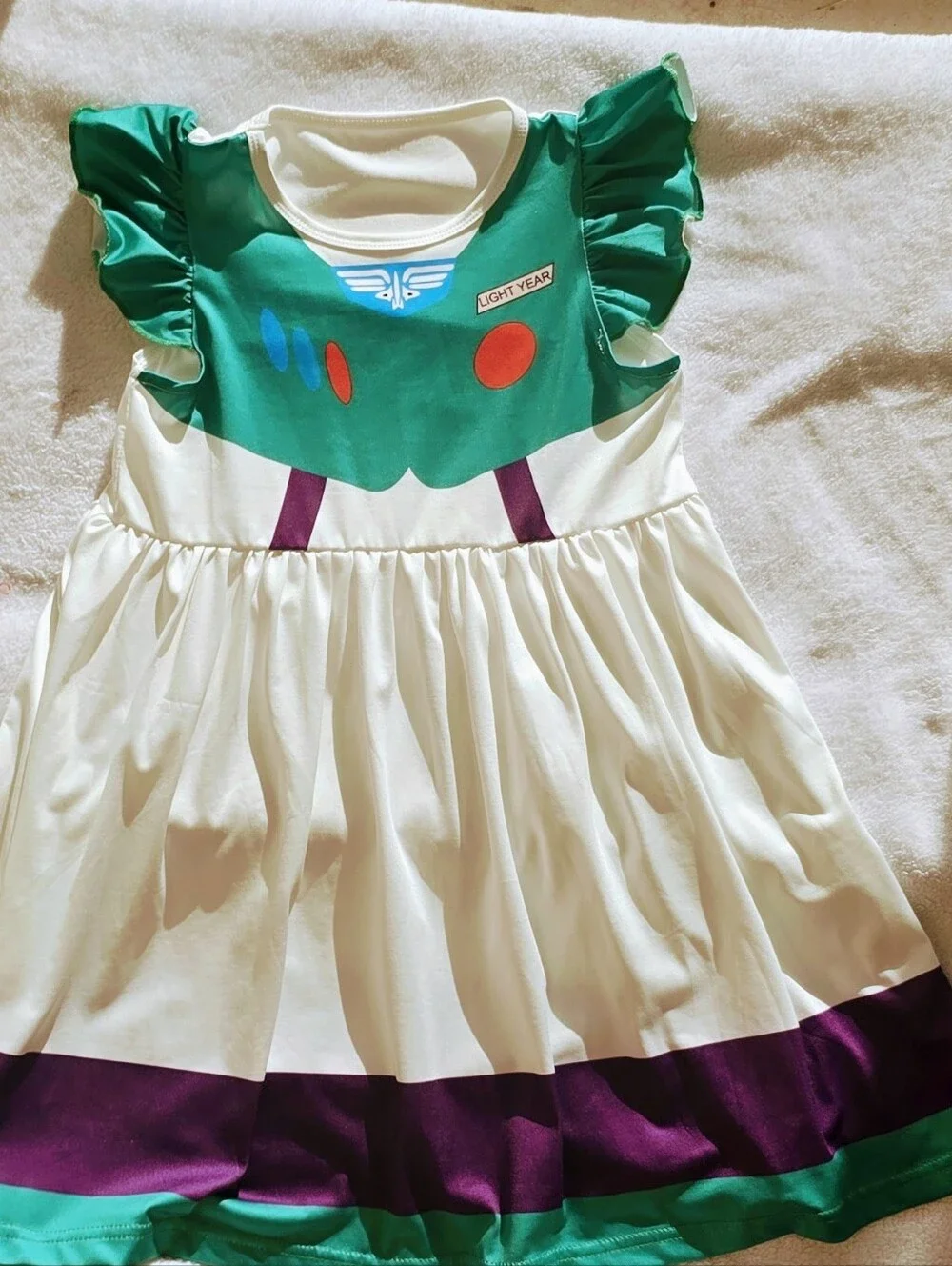 Sz 8 Toy Story Buzz Lightyear Green and White Kids Dress